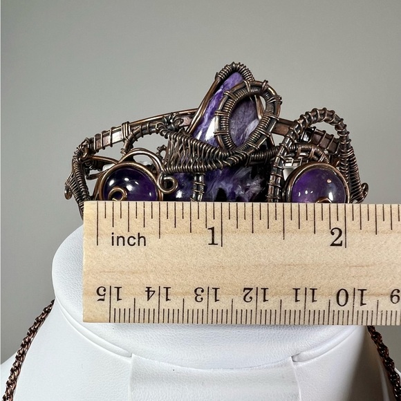 Charoite Amethyst Copper Wrapped Gemstone Bangle ONLY - Picture 6 of 9